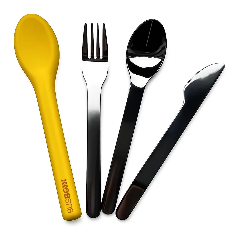 busboxx-camping-besteck-set-edelstahl-3-teilig-gelb image 1
